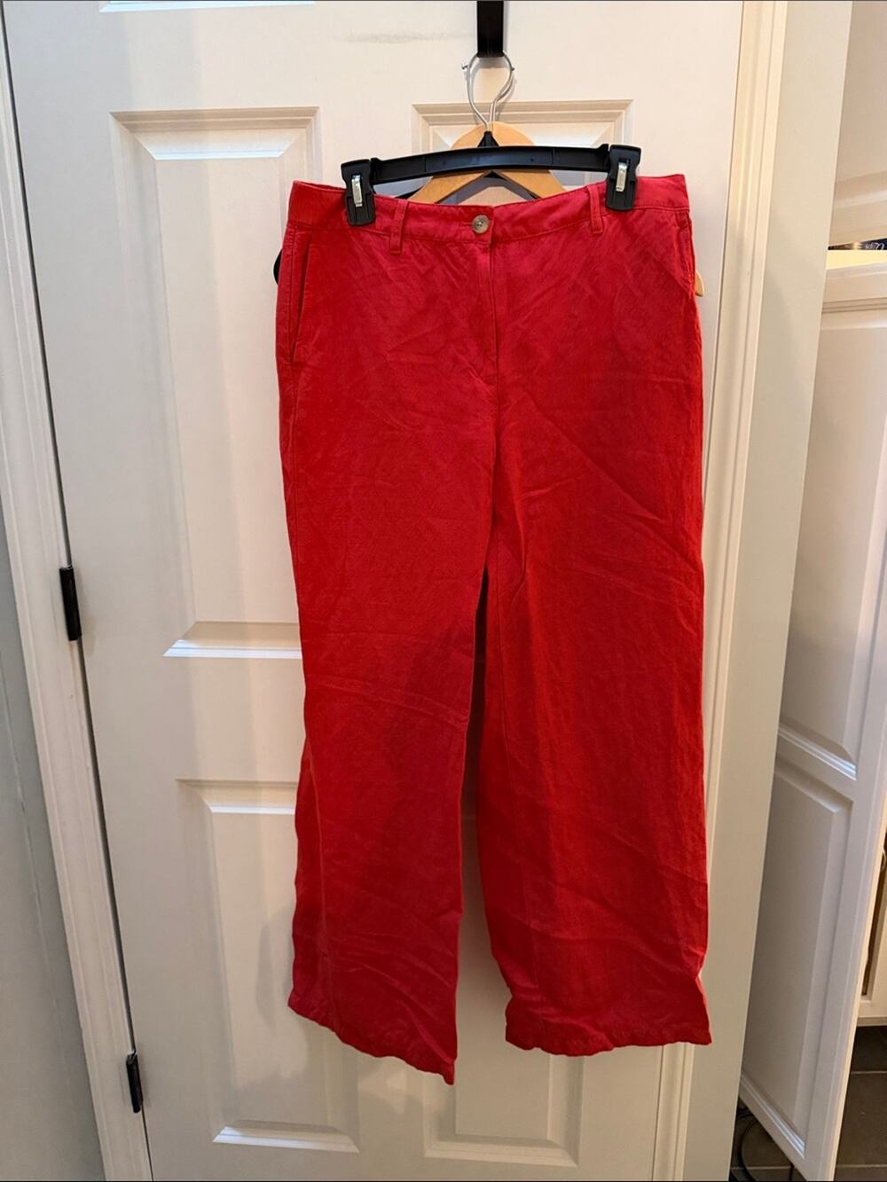 J. Jill Red Linen Blend Coral Trouser Pants Size 10 Tall / Summer Lightweight
